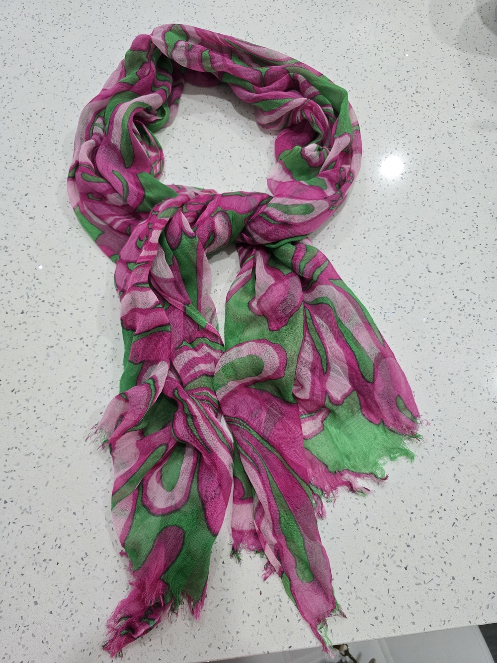 Lilly Pulitzer Pink & Green Abstract Silk-Blend Scarf